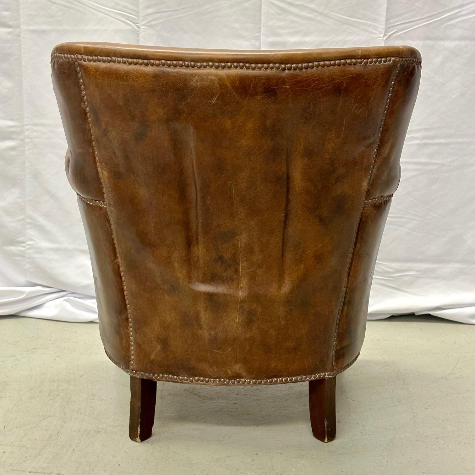 Petite Danish Style Distressed Leather Club / Lounge / Arm / Desk Chair 7