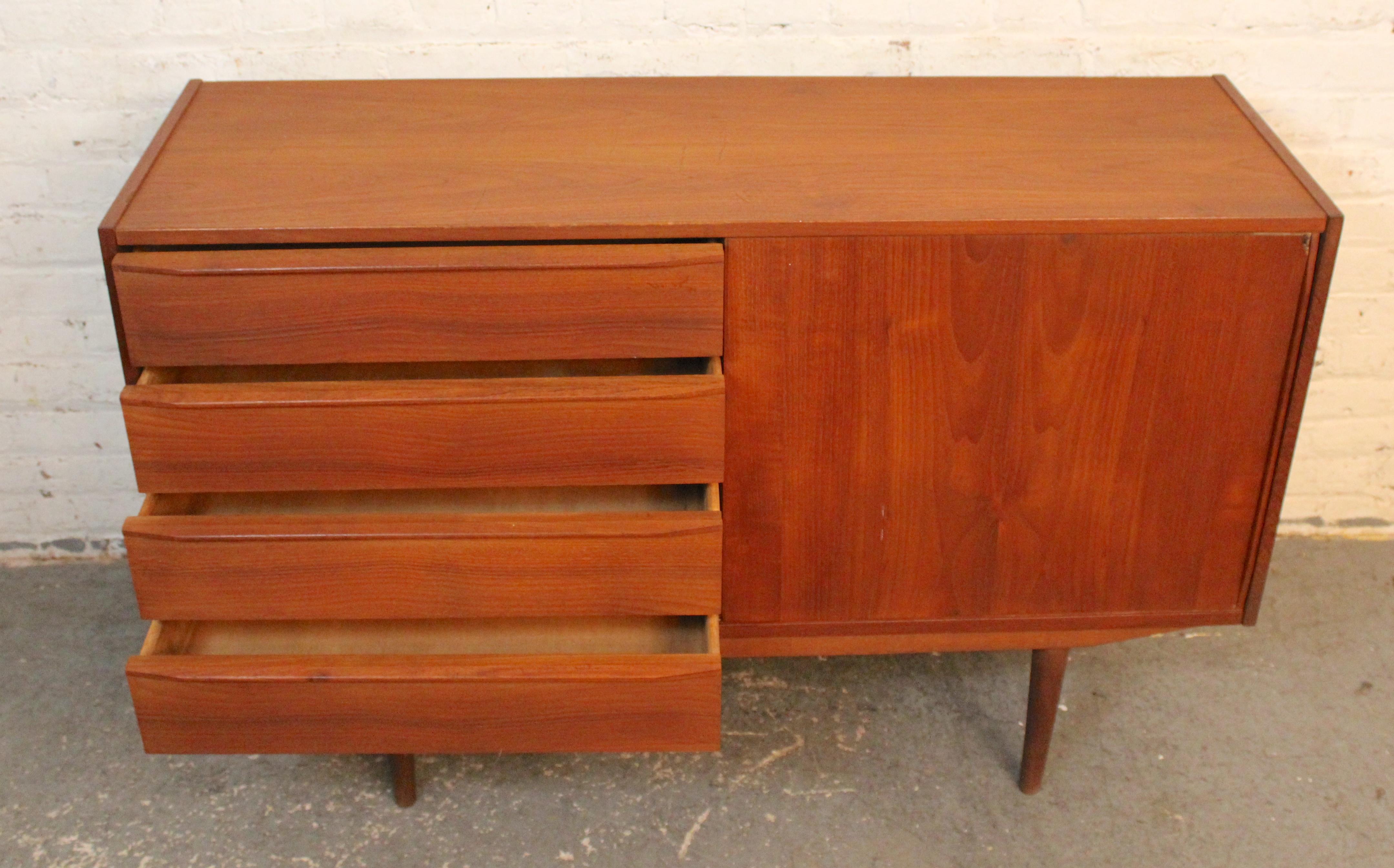 Mid-Century Modern Petite Danish Teak Credenza For Sale