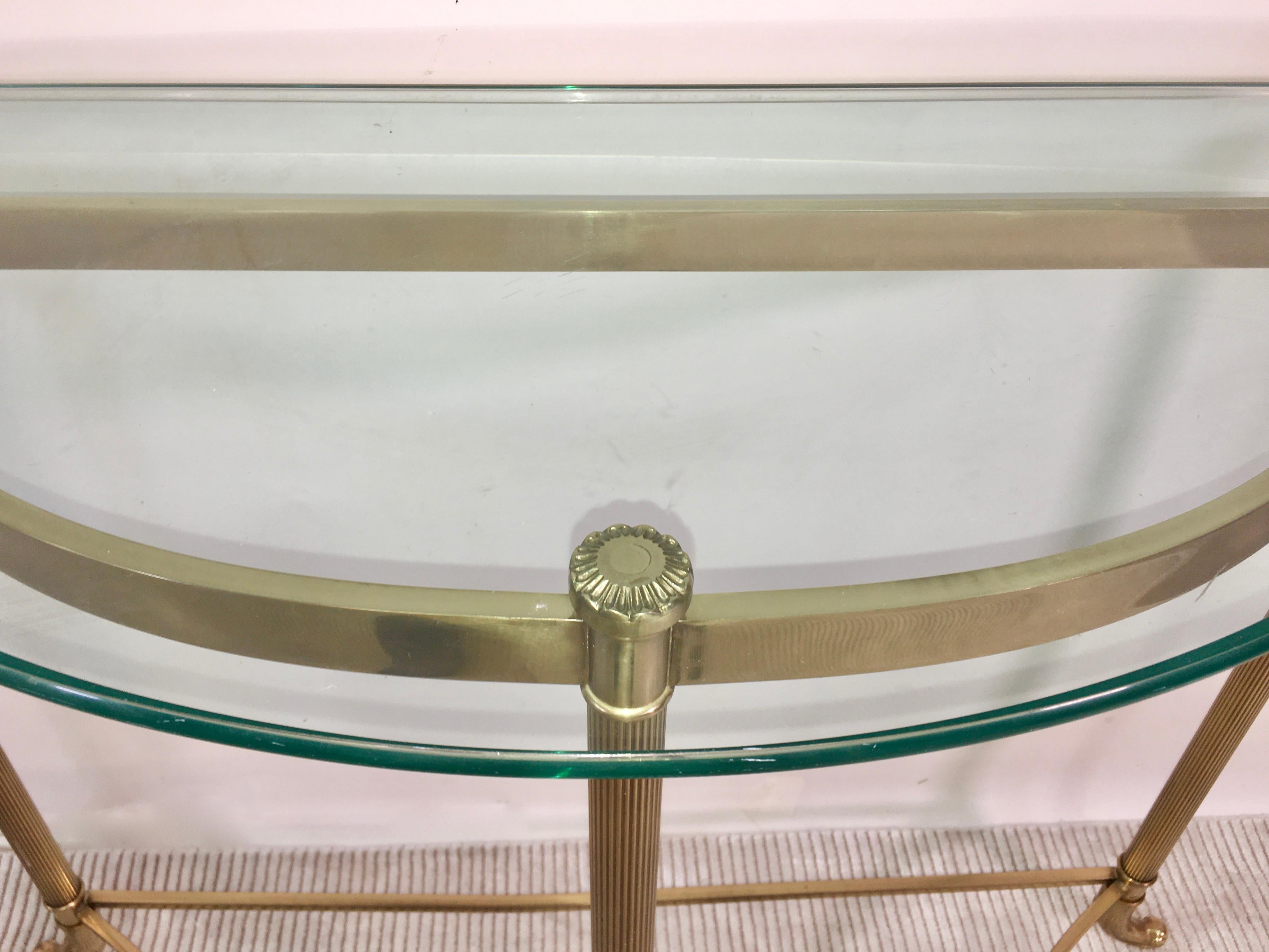 Petite Demilune Brass Console Table 2