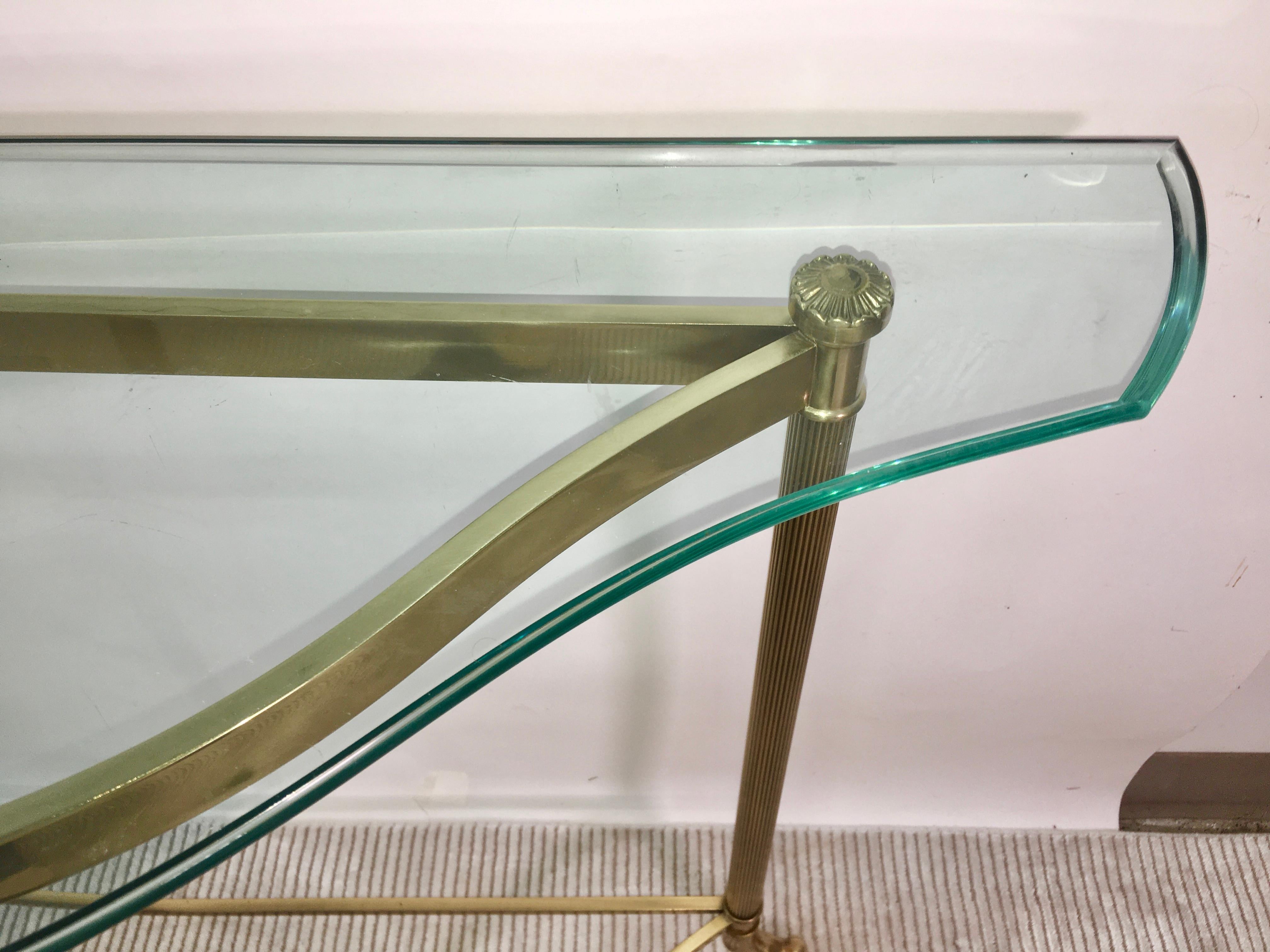 Petite Demilune Brass Console Table 3