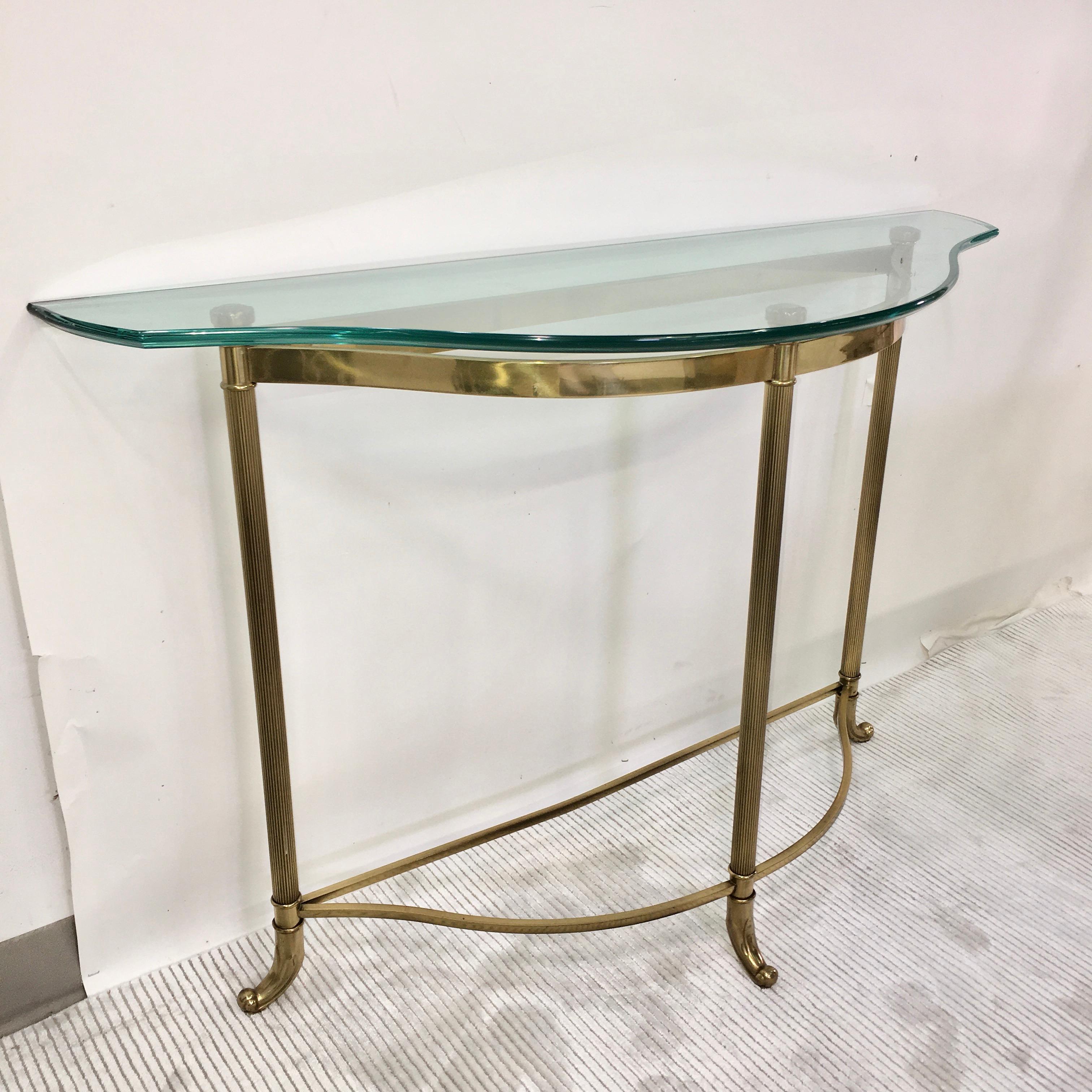 Petite Demilune Brass Console Table 8
