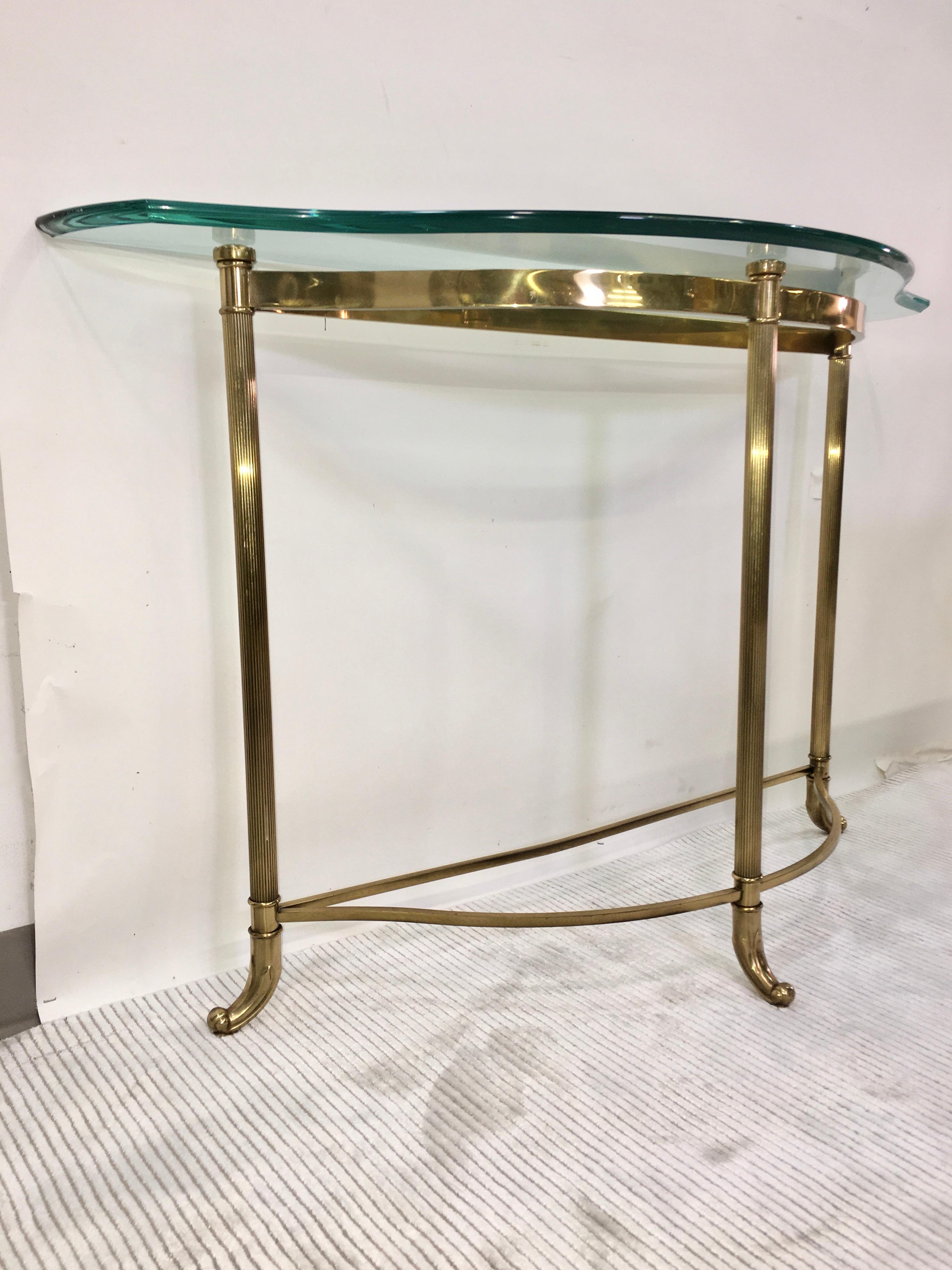 Petite Demilune Brass Console Table 9