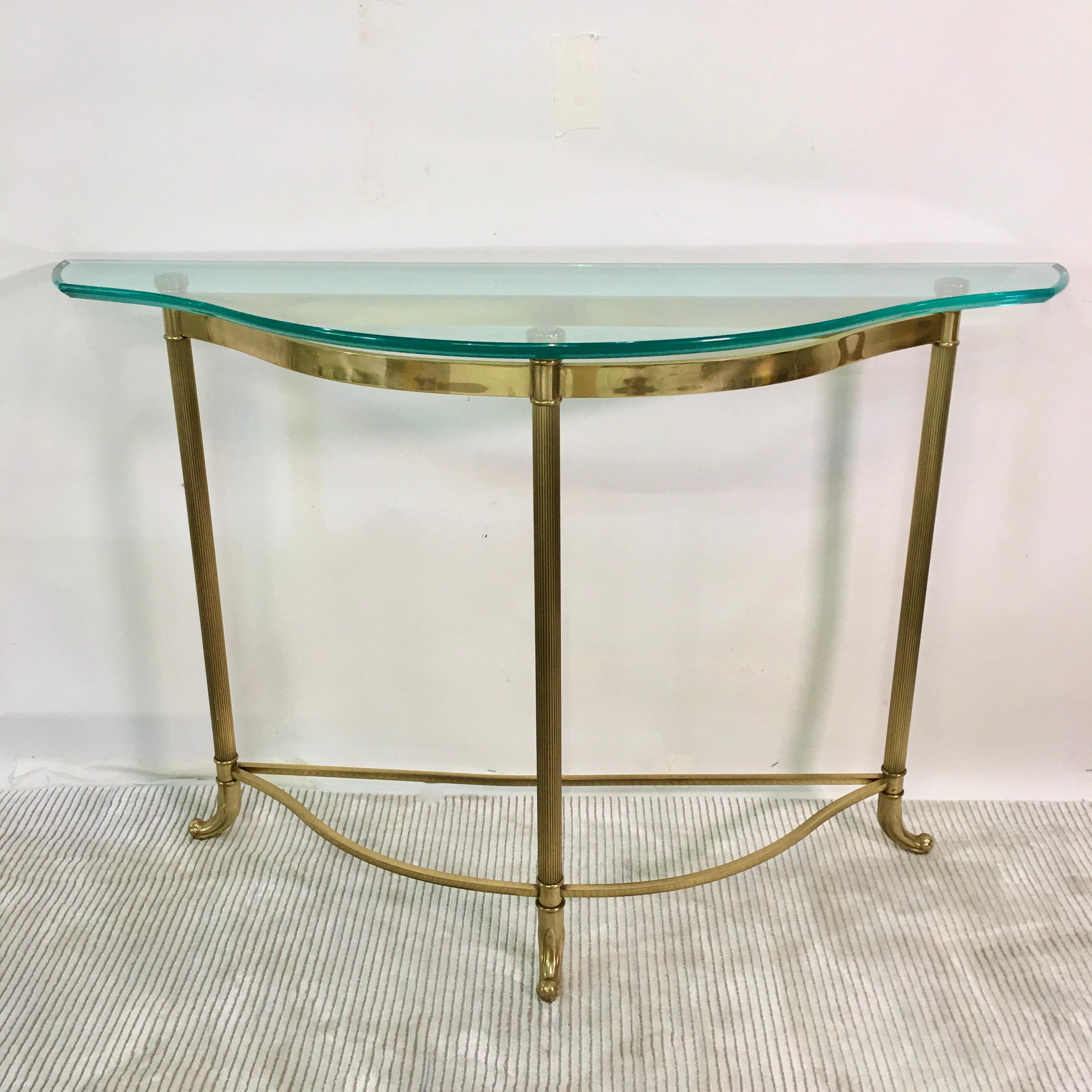 Petite Demilune Brass Console Table 10