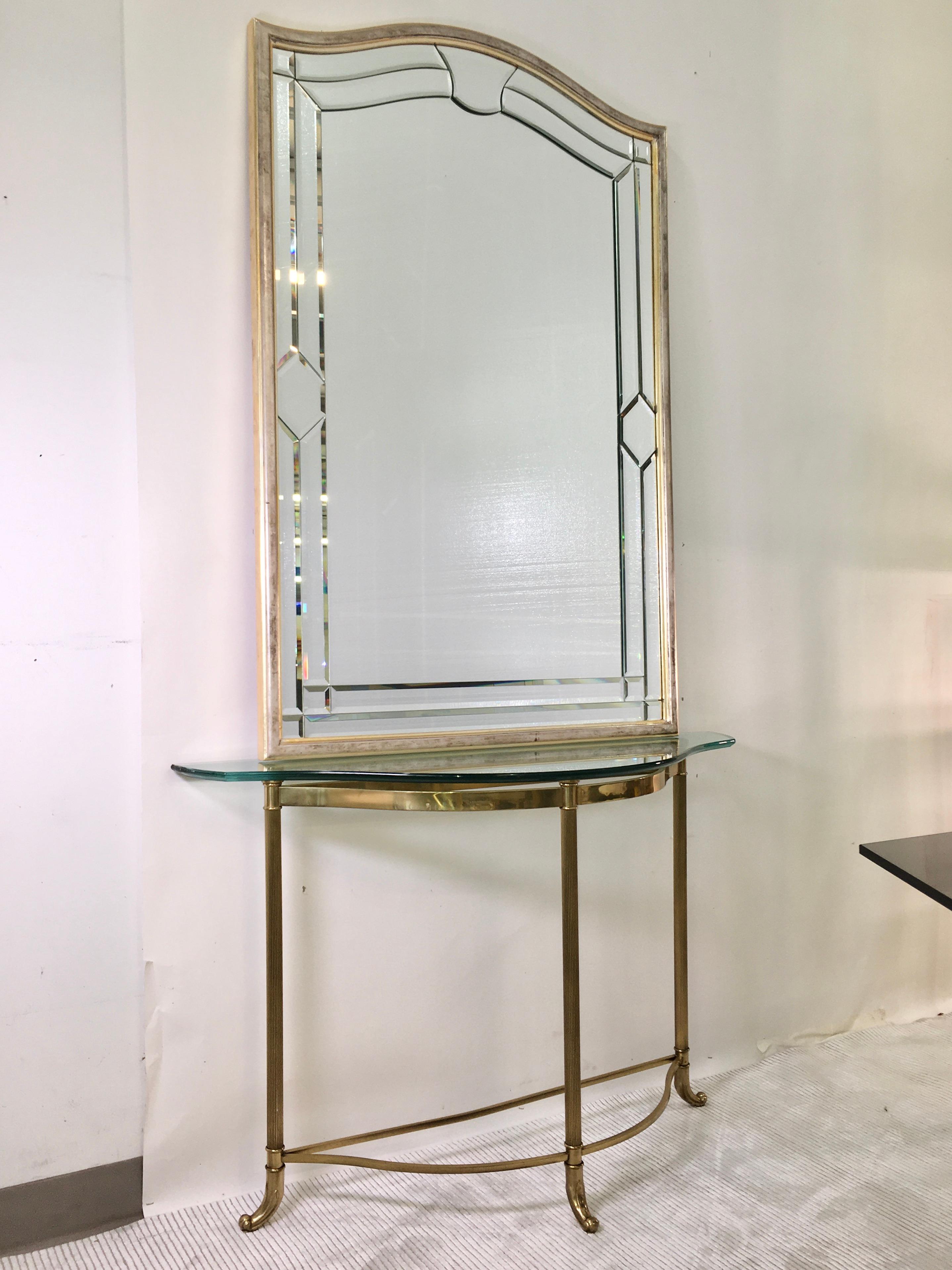 Mid-Century Modern Petite Demilune Brass Console Table