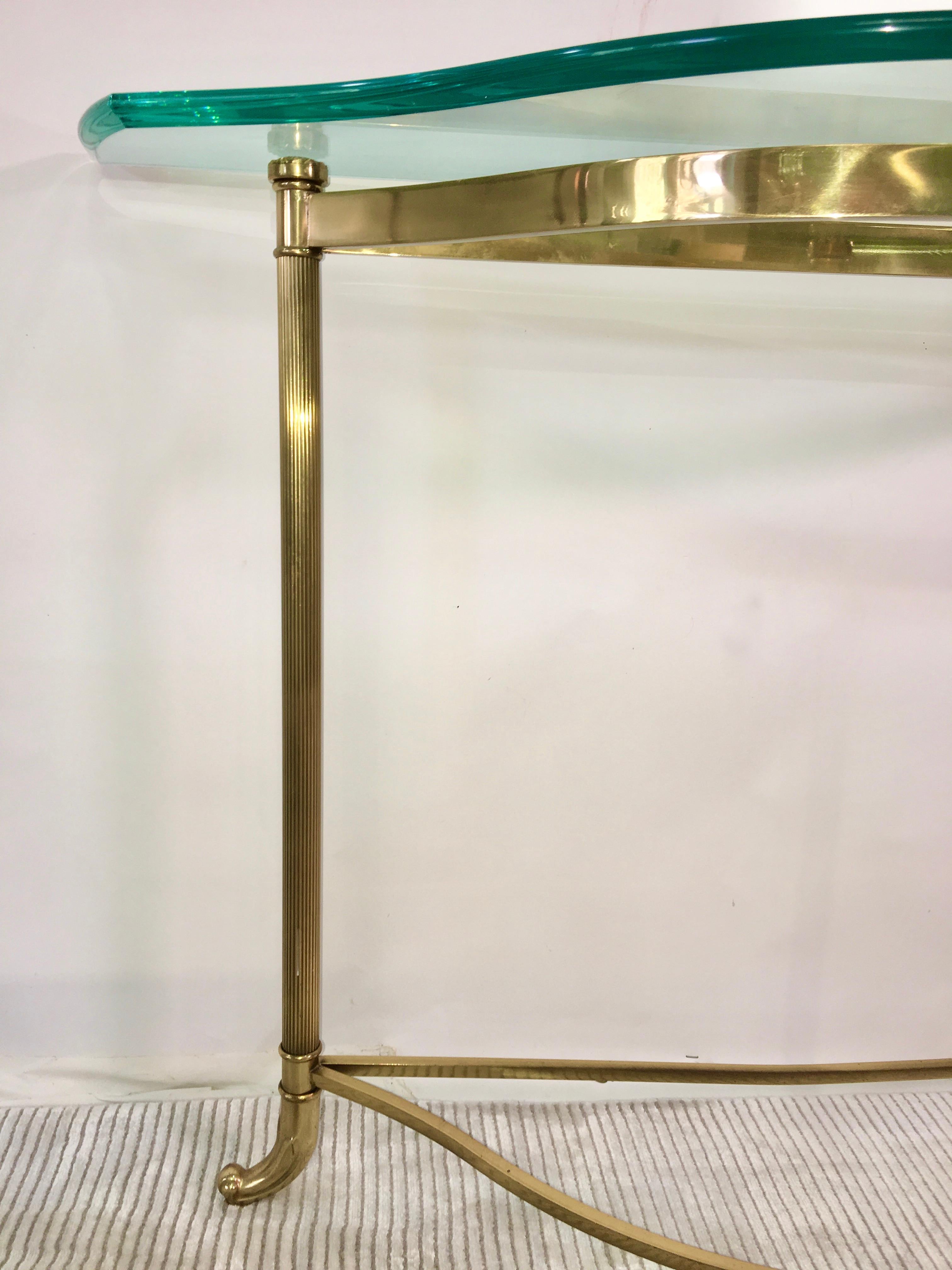 Late 20th Century Petite Demilune Brass Console Table