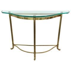 Petite Demilune Brass Console Table