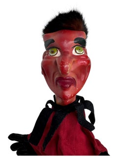 Petite Devil Krampus Hand Puppet Toy, Antique Vintage Germany