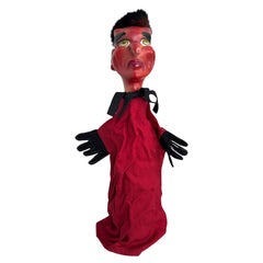 Pequeño Diablo Krampus Juguete Marioneta de Mano, Antiguo Vintage Alemania