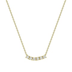 Petit collier incurvé à six pierres en or 14 carats avec diamants