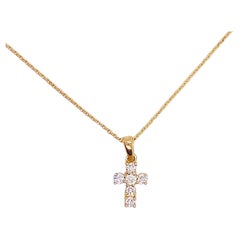 Petite Diamond Cross Necklace Cross Pendant .26ct Diamond Religious Necklace
