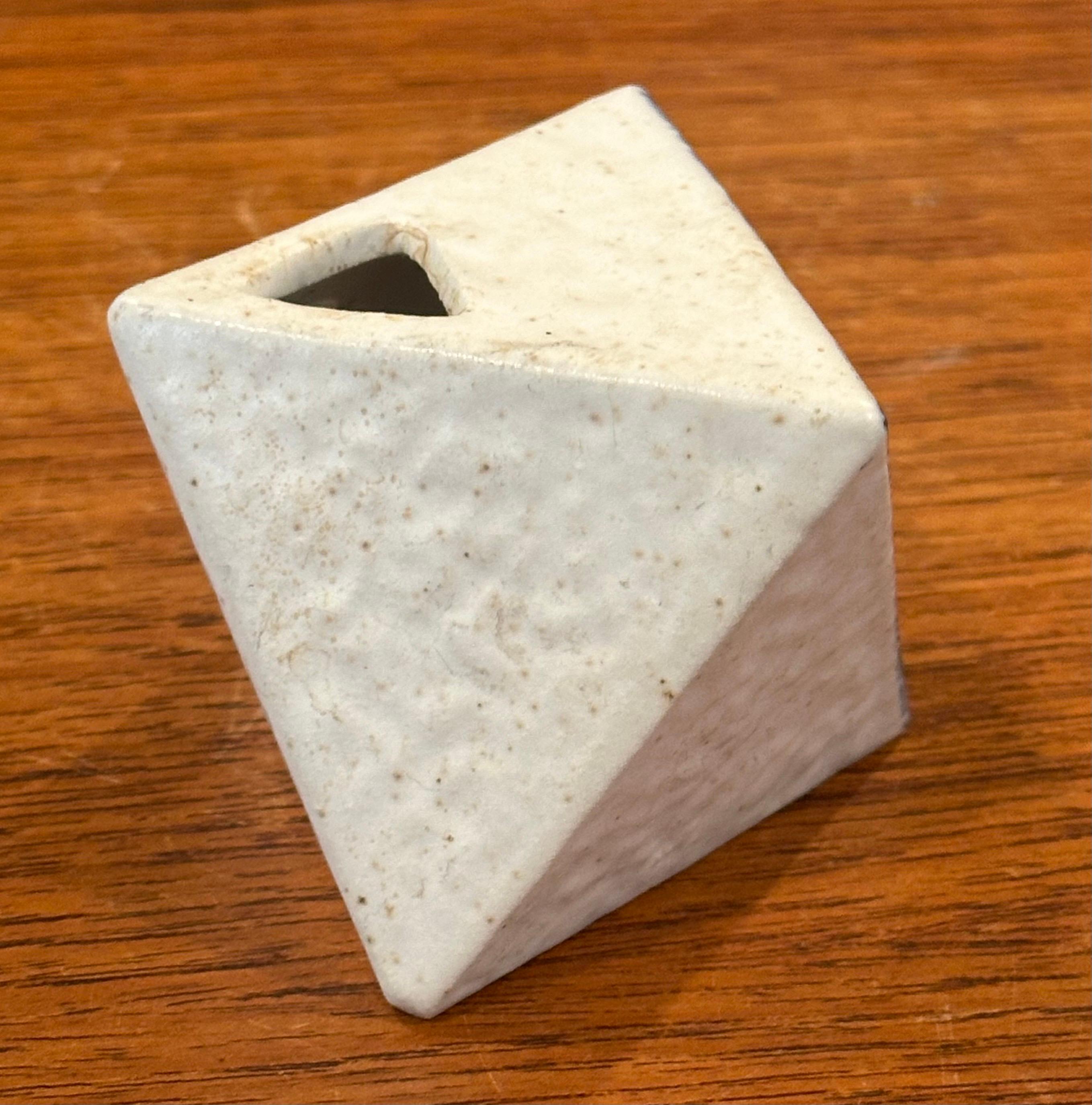 American Petite Diamond Shaped Ceramic Ikebana For Sale