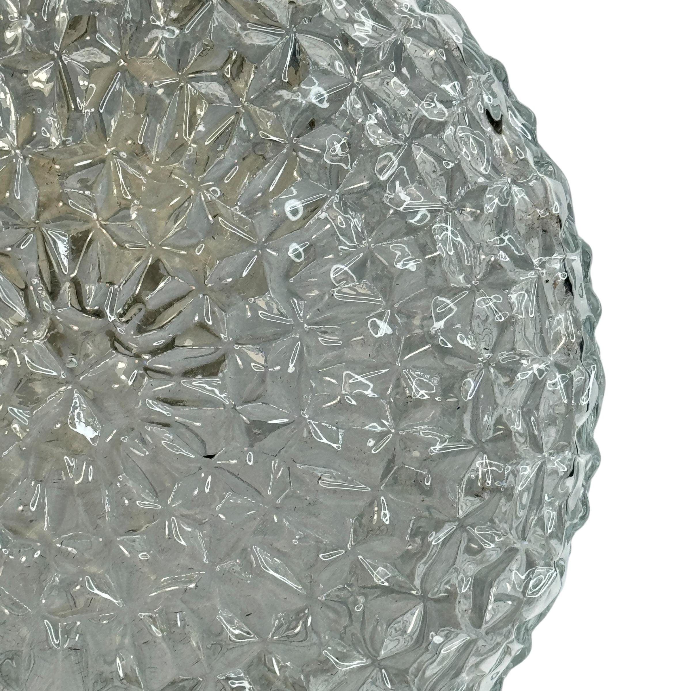 Tedesco Petite Diamond Shaped clear Glass Flush Mount Ceiling Light, Germania anni '80 in vendita