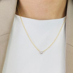 Petite Diamond Stationary Layer Stack, Emerald-Cut, 14K Gold, 18 Inch Necklace