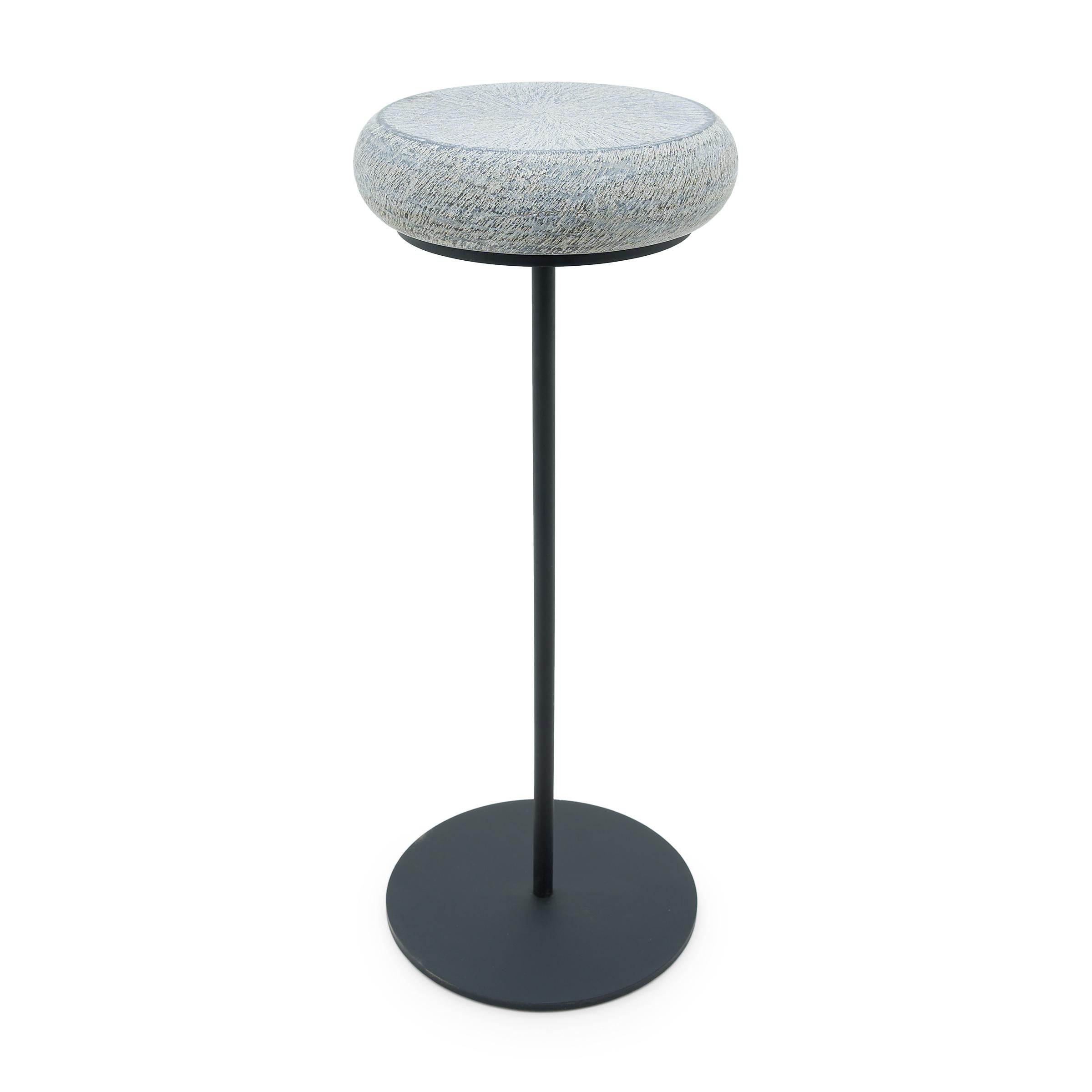 Chinese Petite Drum Stone Side Table For Sale