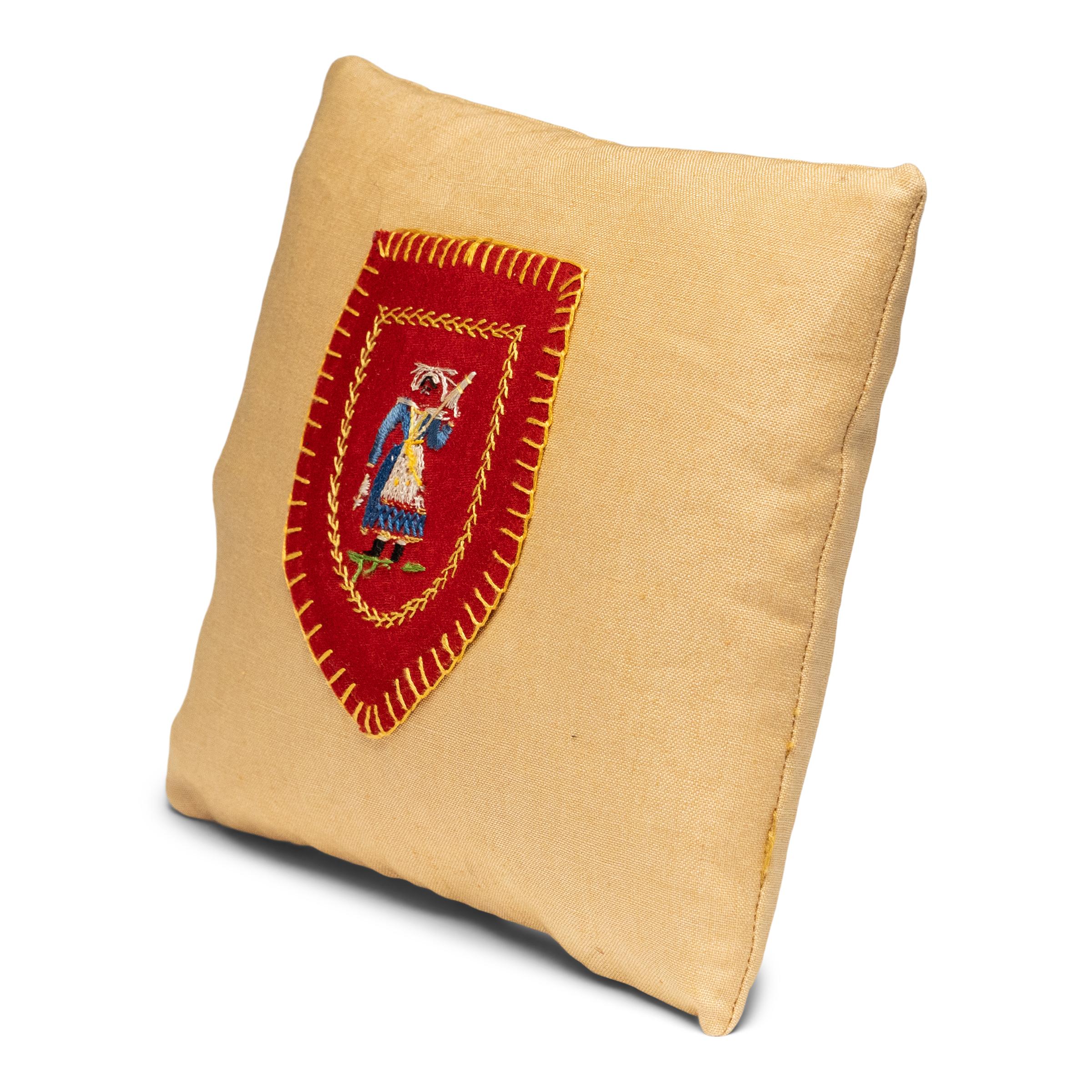 This hand-crafted pillow was designed by a local Chicago artist and textile historian who lovingly repurposes the vintage fabrics, garments and embroidery fragments she collects during her travels. This petite, down-filled pillow is sewn in