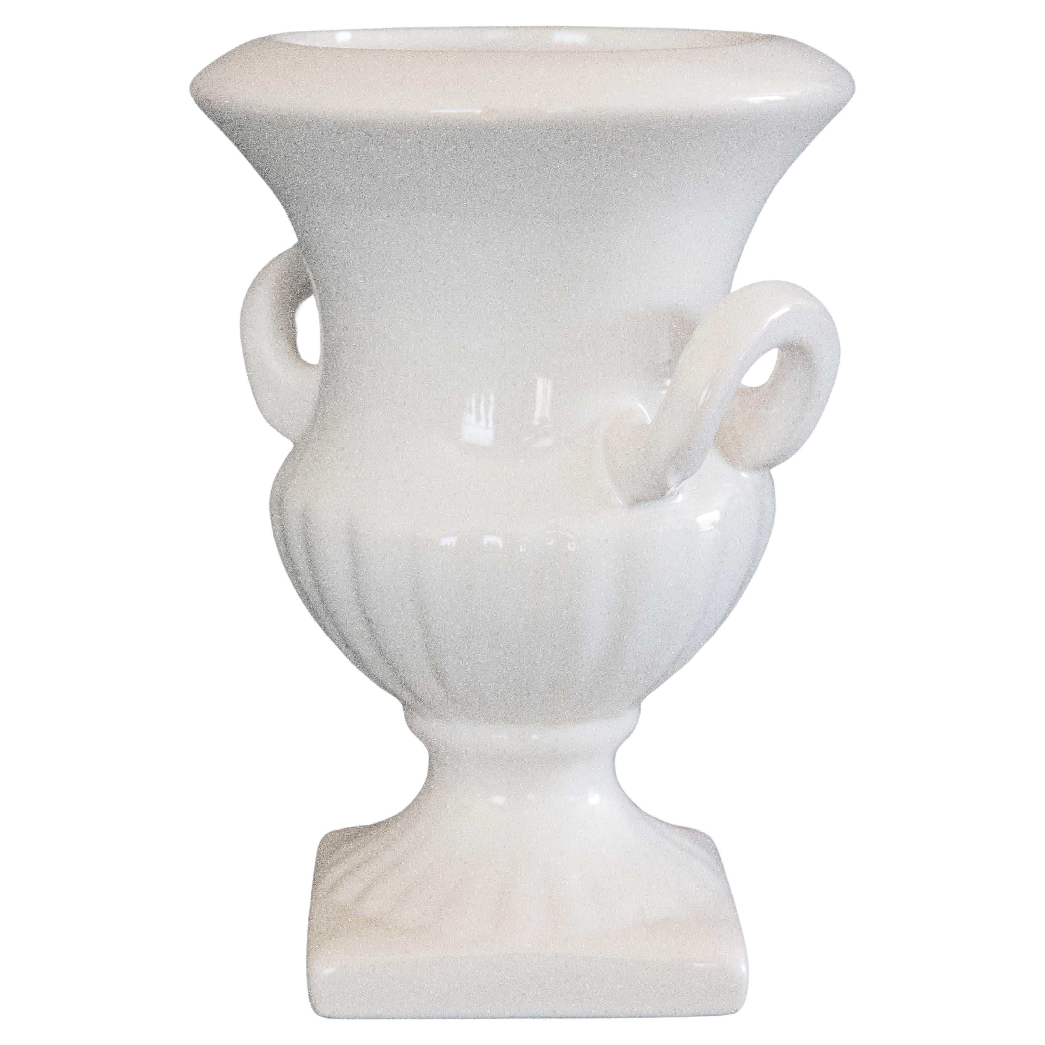 Kleine holländische Delft Urnenvase aus weißem Eisenstein, um 1950