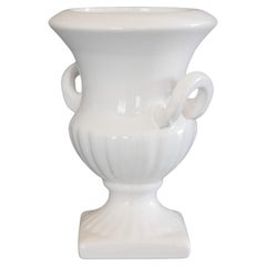 Vintage Petite Dutch Delft White Ironstone Urn Vase, circa 1950