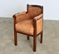 Petit fauteuil baquet néerlandais en chêne du début du XXe siècle
