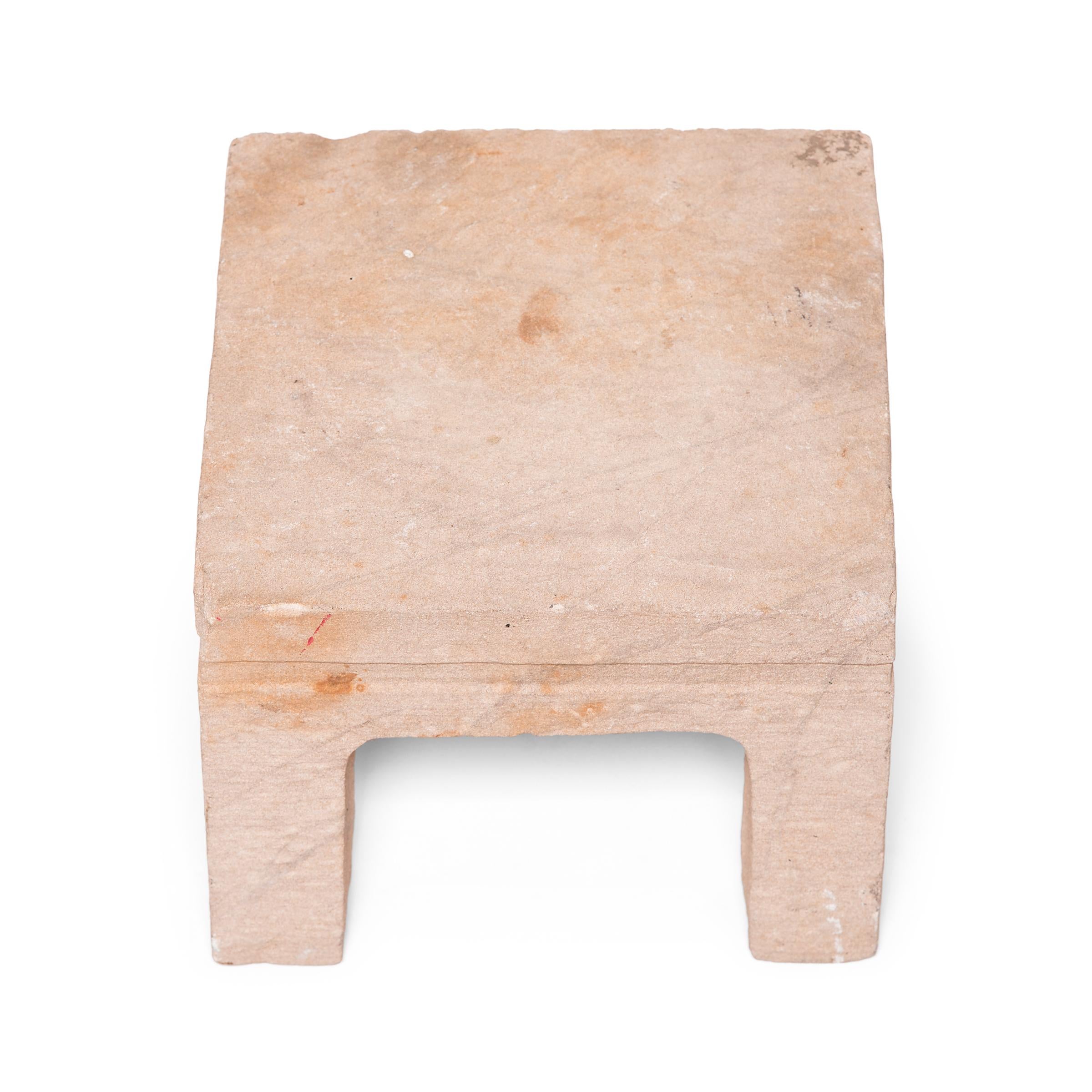 Petite Chinese Limestone Fang Deng Stool In Good Condition In Chicago, IL