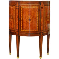 Petite Early 19th Century French Louis XVI Style Richly Inlaid Demi Lune Cabinet