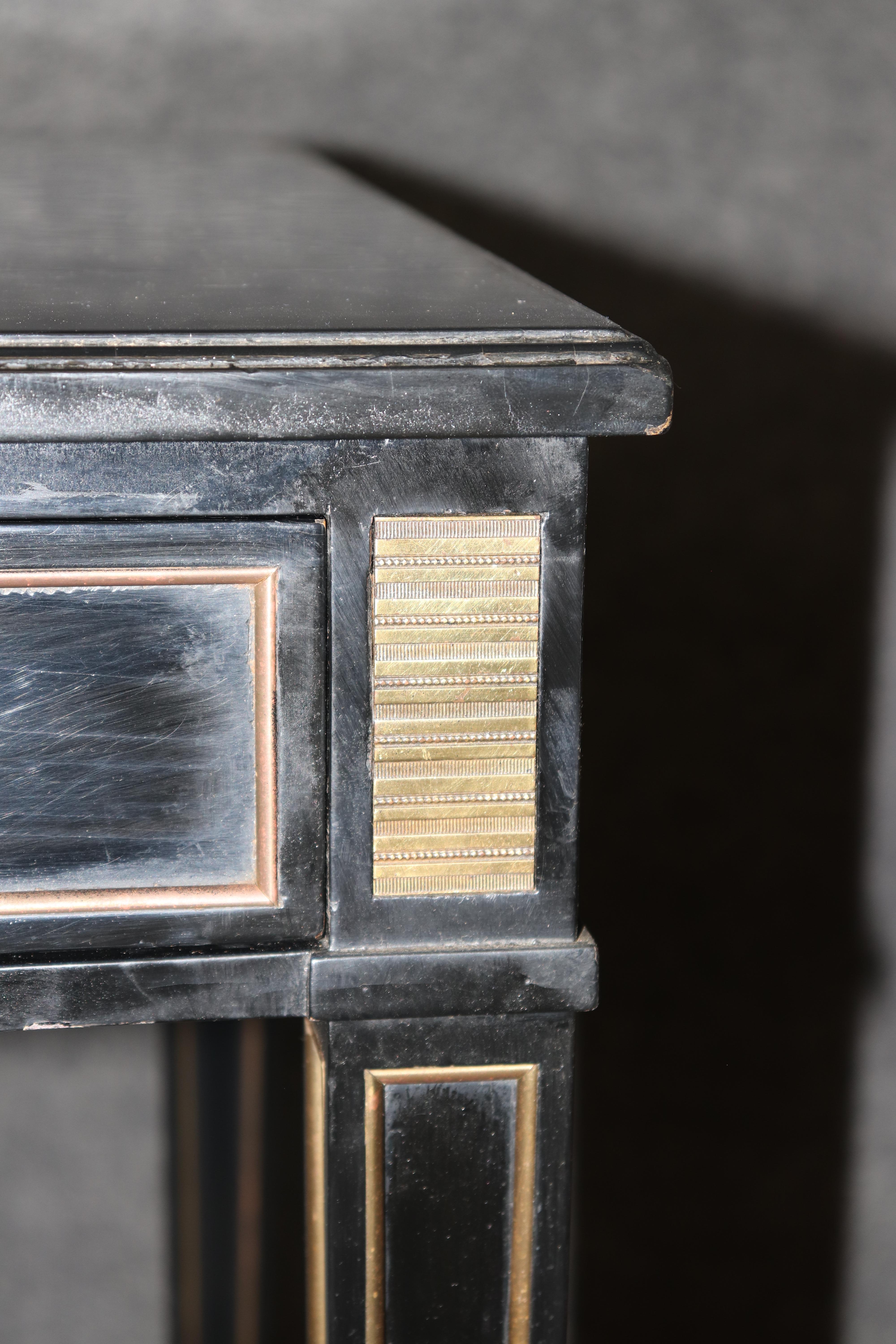 Petite Ebonized Child Size or Ladies Writing Desk attributed to Maison Jansen For Sale 4