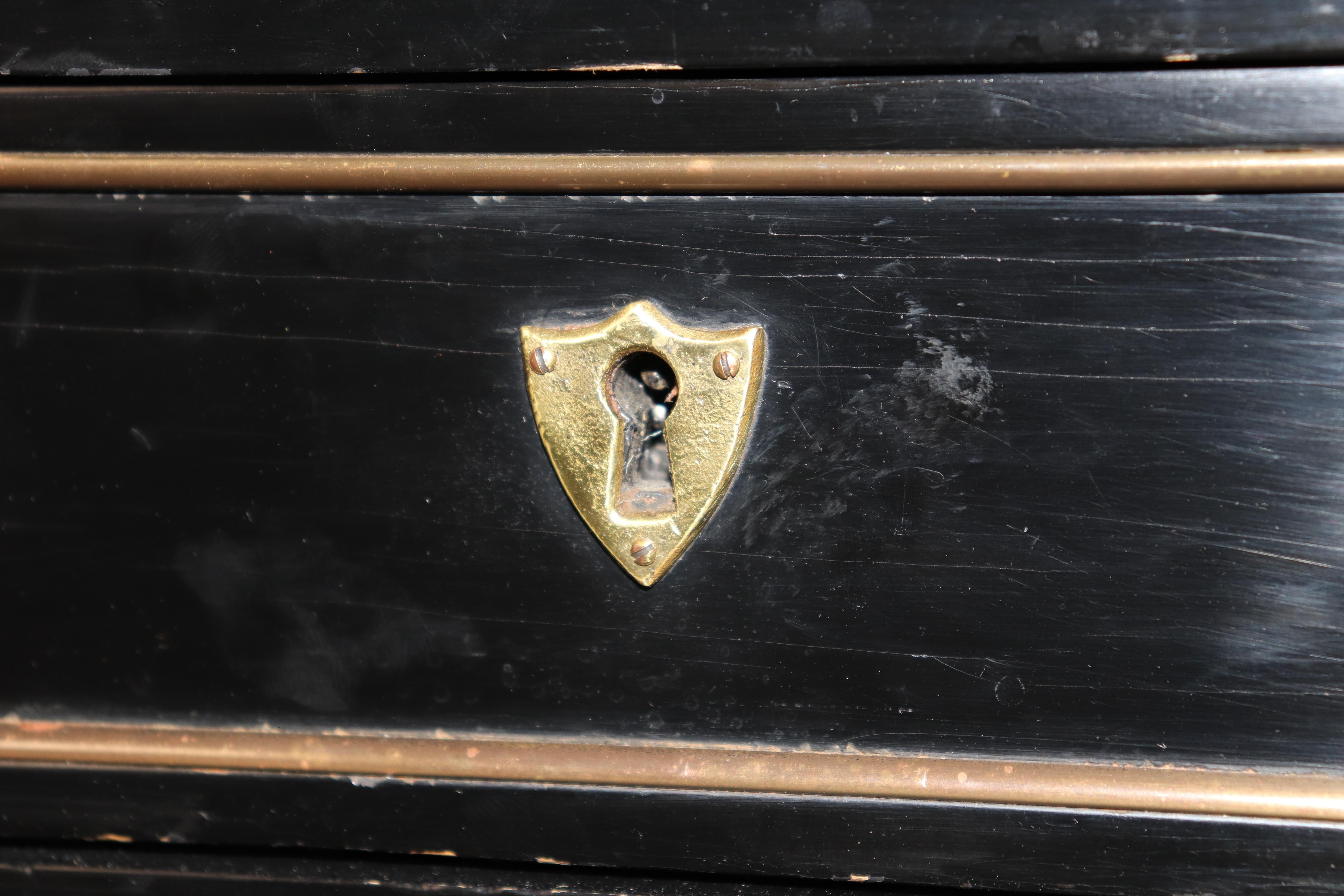 Petite Ebonized Child Size or Ladies Writing Desk attributed to Maison Jansen For Sale 7