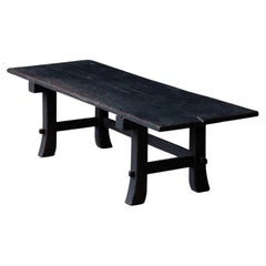 Petite Edo Japanese Wabi-Sabi Black Urushi Keyaki Zelkova Low Table Late 19th