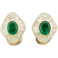 Petite Emerald and Diamond Earrings Emeralds = 1.60 Diamonds = 1.00