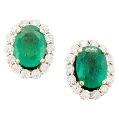 Petite Emerald and Diamond Earrings in Yellow Gold