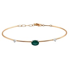 Emerald And Diamond Rose Gold Bangle