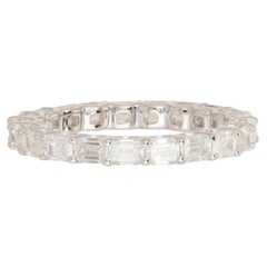 Petite Emerald Cut Diamond 18K White Gold Eternity Ring