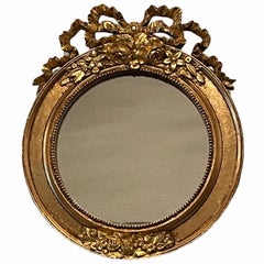 Petite Empire Style Gilded Tole Toleware Vanity Mirror Vintage, Italy, 1970s
