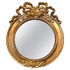 Petite Empire Style Gilded Tole Toleware Vanity Mirror Vintage, Italy, 1970s