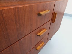 Petite enfilade vintage style scandinave en teck et métal noir des années 60