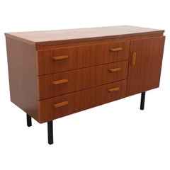 Petite enfilade vintage style scandinave en teck et métal noir des années 60