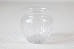 Petite English 20th Century Glass Bulbous Container with Etched Motifs