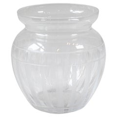 Petite English 20th Century Glass Bulbous Container with Etched Motifs