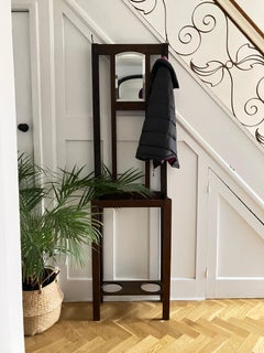 Piccolo stand da corridoio inglese antico con specchio