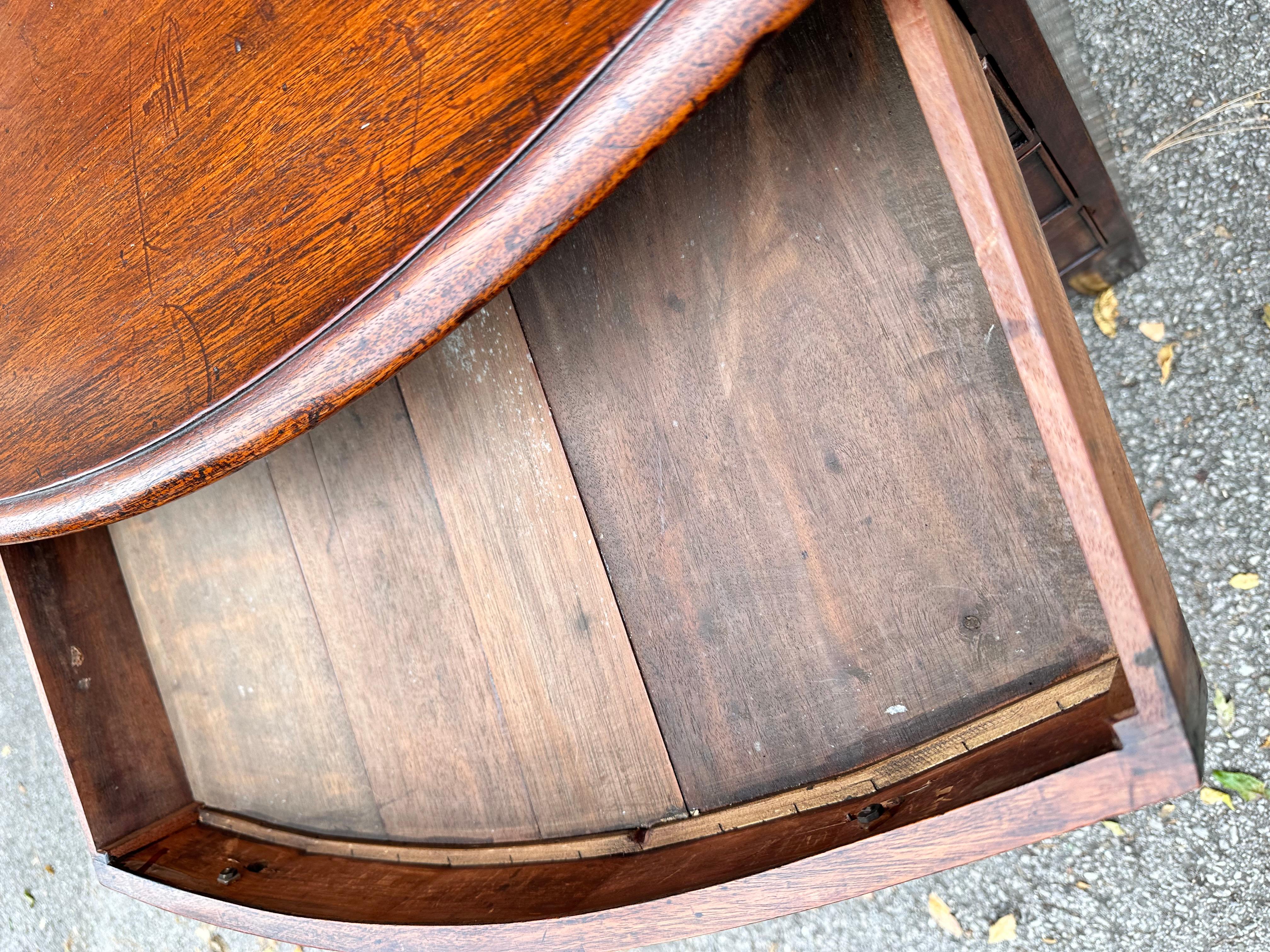 Hardwood Petite English Bow Front Chest For Sale
