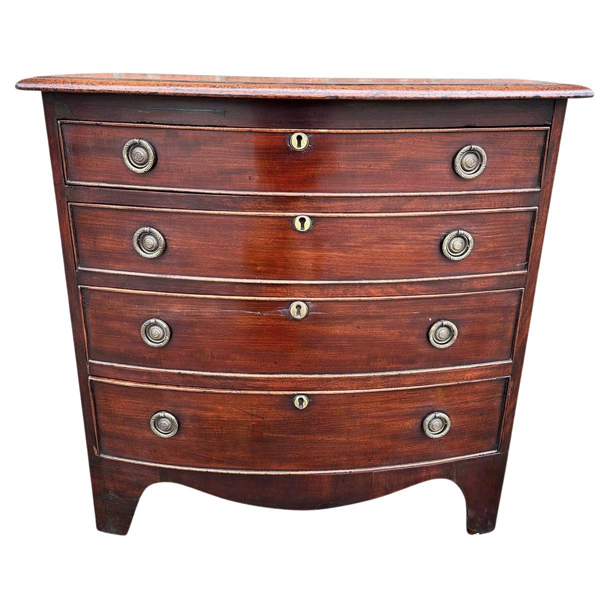 Petite English Bow Front Chest For Sale