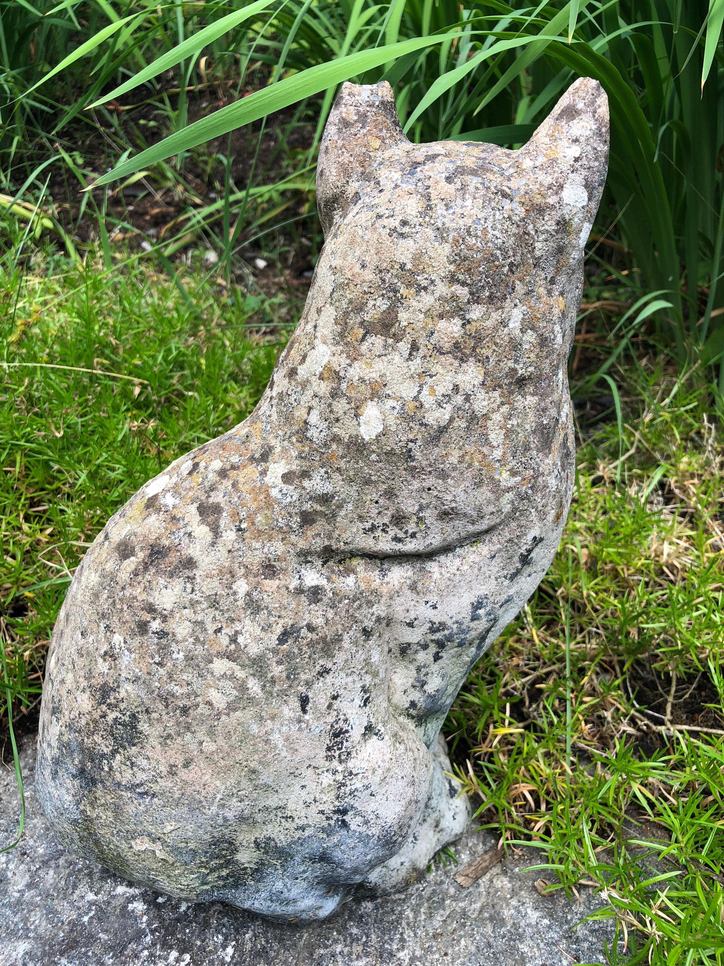 Petite English Cast Stone Statue of a Cat 1