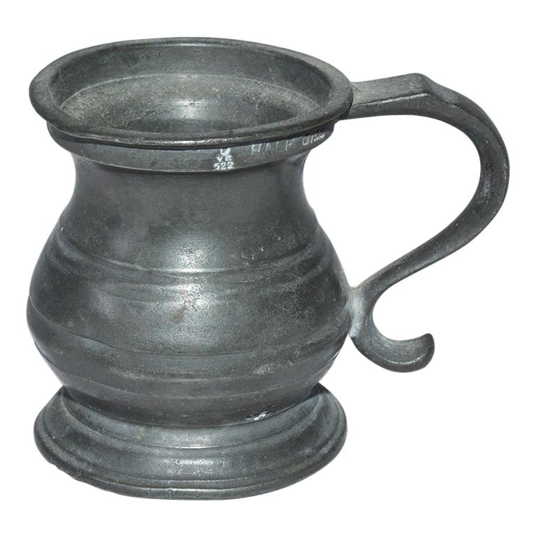 Petite English Pewter Barroom Half Gill Measuring Cup For Sale