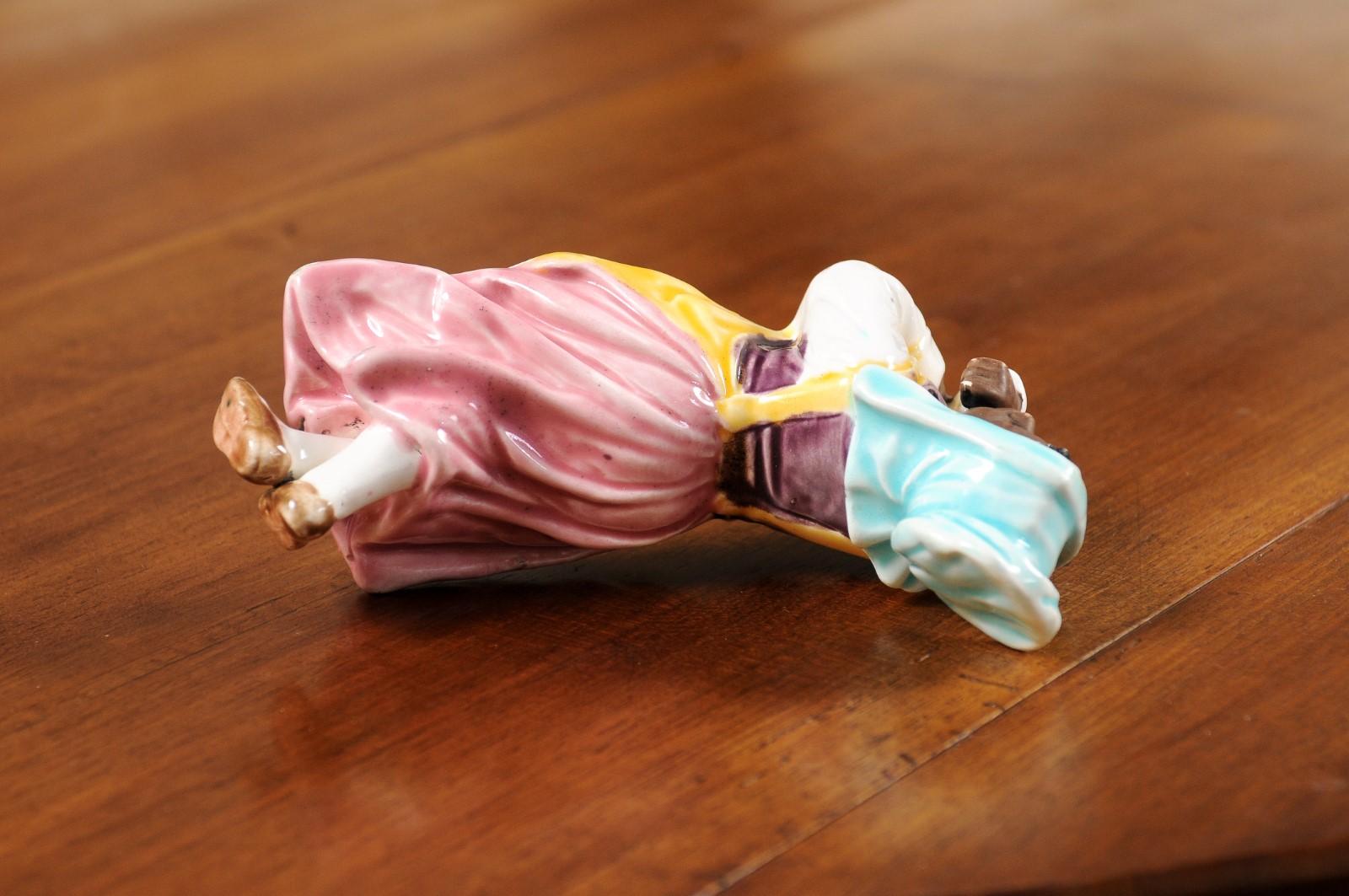 Petite English Porcelain Figurine Depicting a Young Girl Laying on the Ground For Sale 6