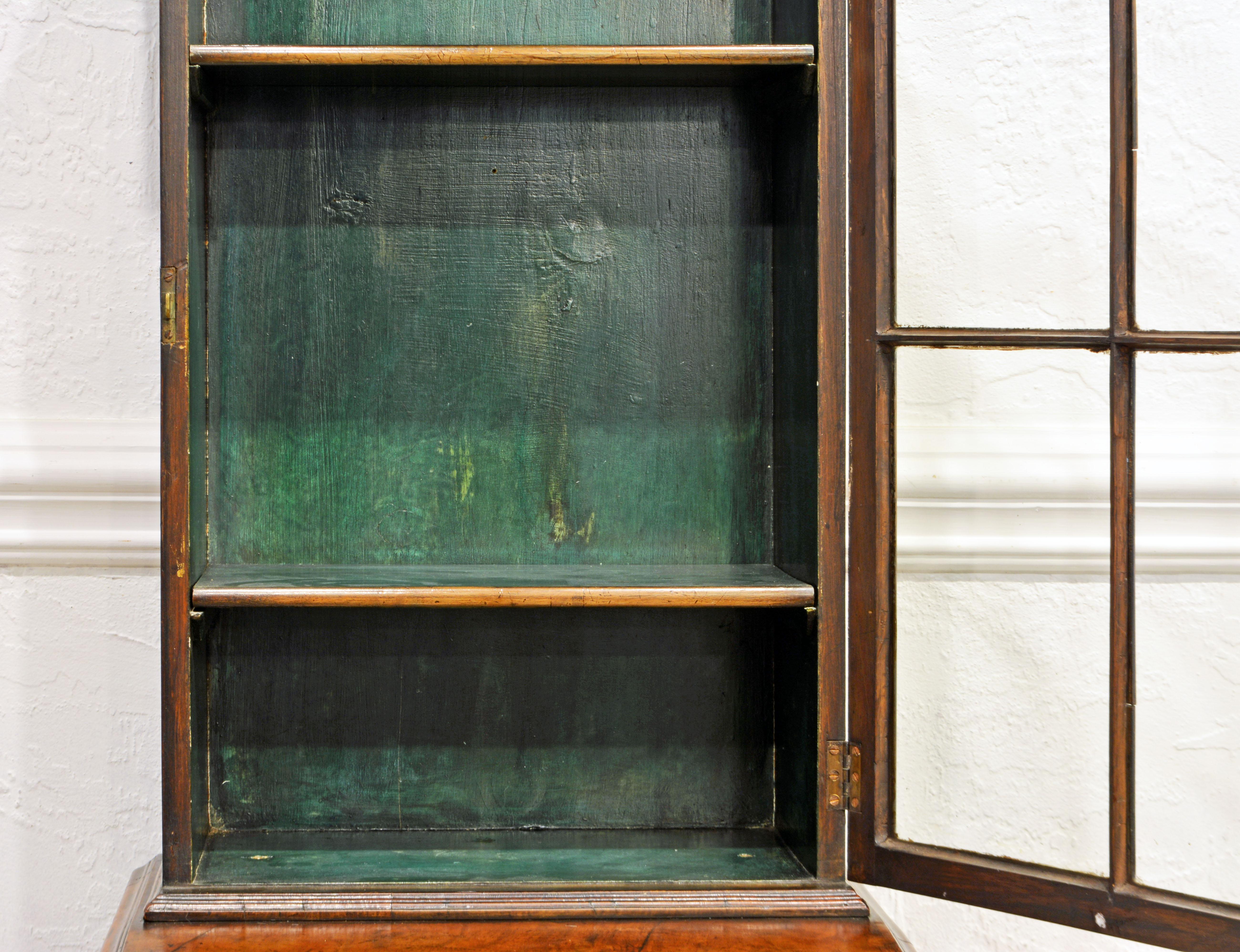 Petite English Queen Anne Style Burled Walnut Display/Curio Cabinet, Late 19th C 4