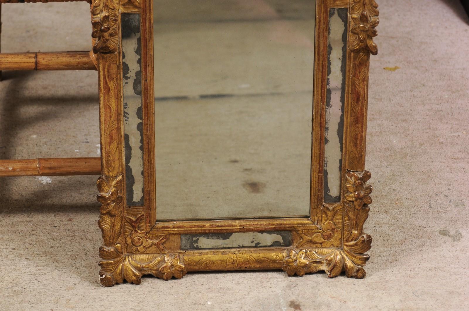 Petite English Regency Hand Carved Giltwood Parclose Mirror with Mercury Glass 3