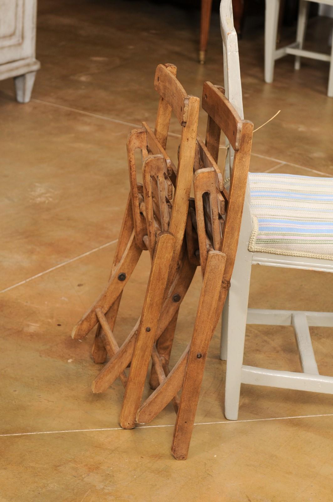 Petite English Rustic Wooden Children's Folding Chairs, Sold Individually For Sale 9