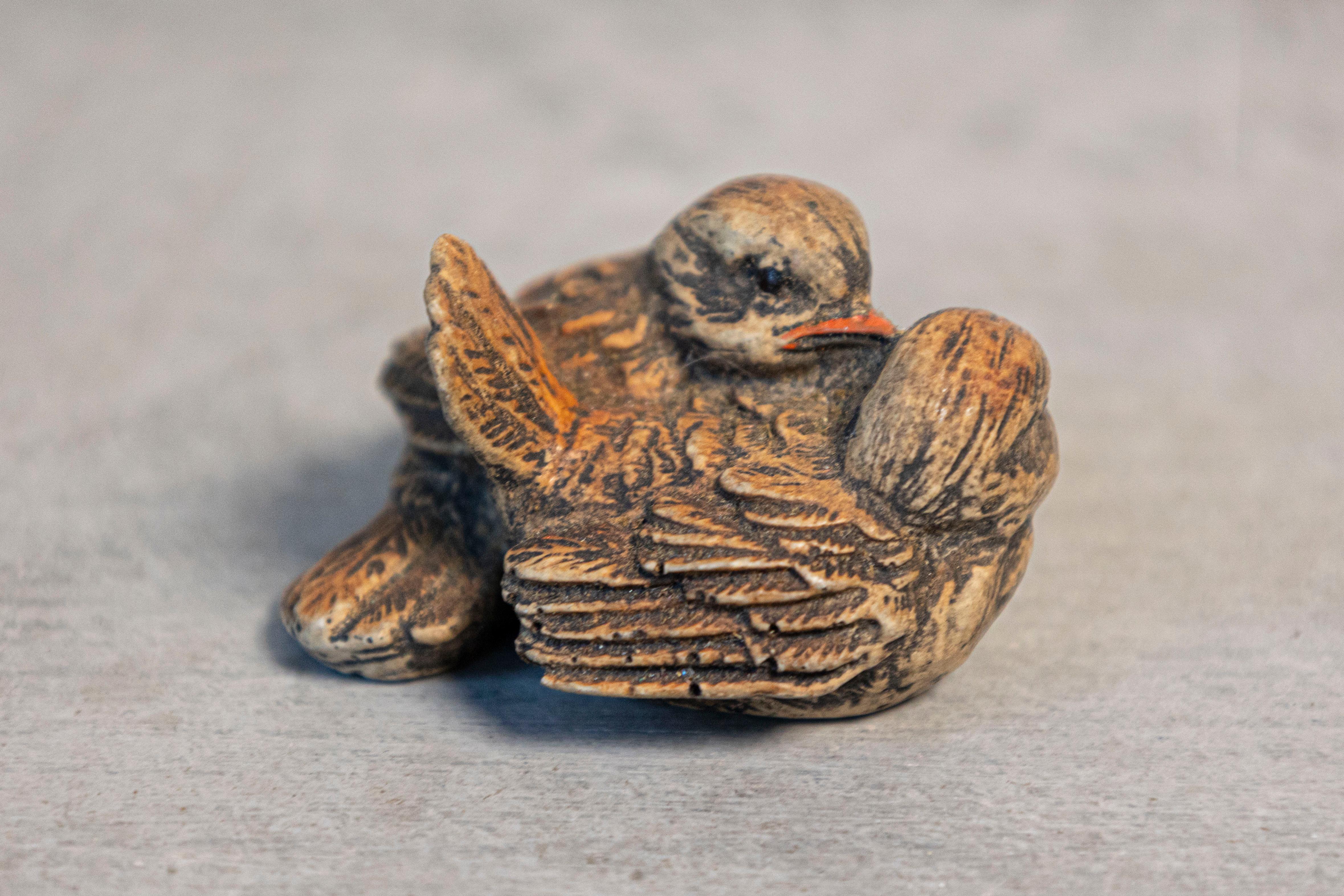 Petite English Victorian Period 19th Century Carved Wooden Bird Sculpted Group For Sale 3