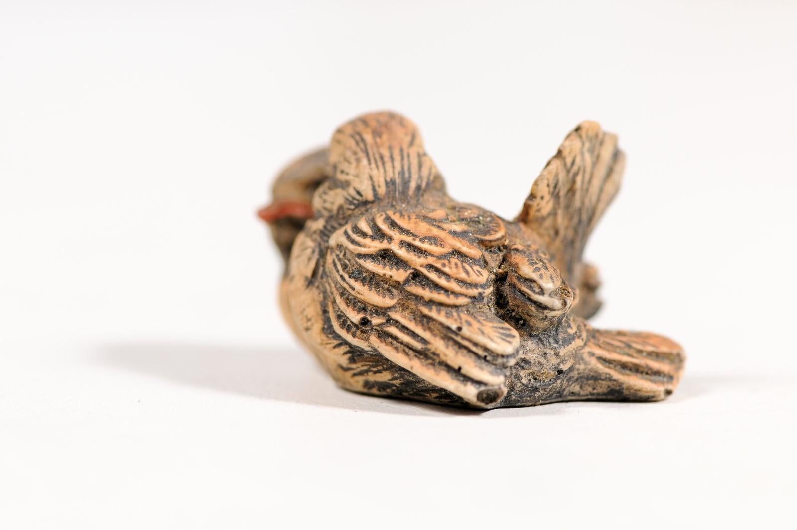 Petite English Victorian Period 19th Century Carved Wooden Bird Sculpted Group For Sale 2