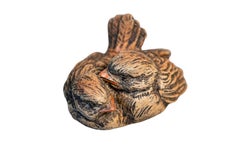 Kleine englische Vogelskulpturgruppe aus geschnitztem Holz aus der viktorianischen Periode des 19. Jahrhunderts