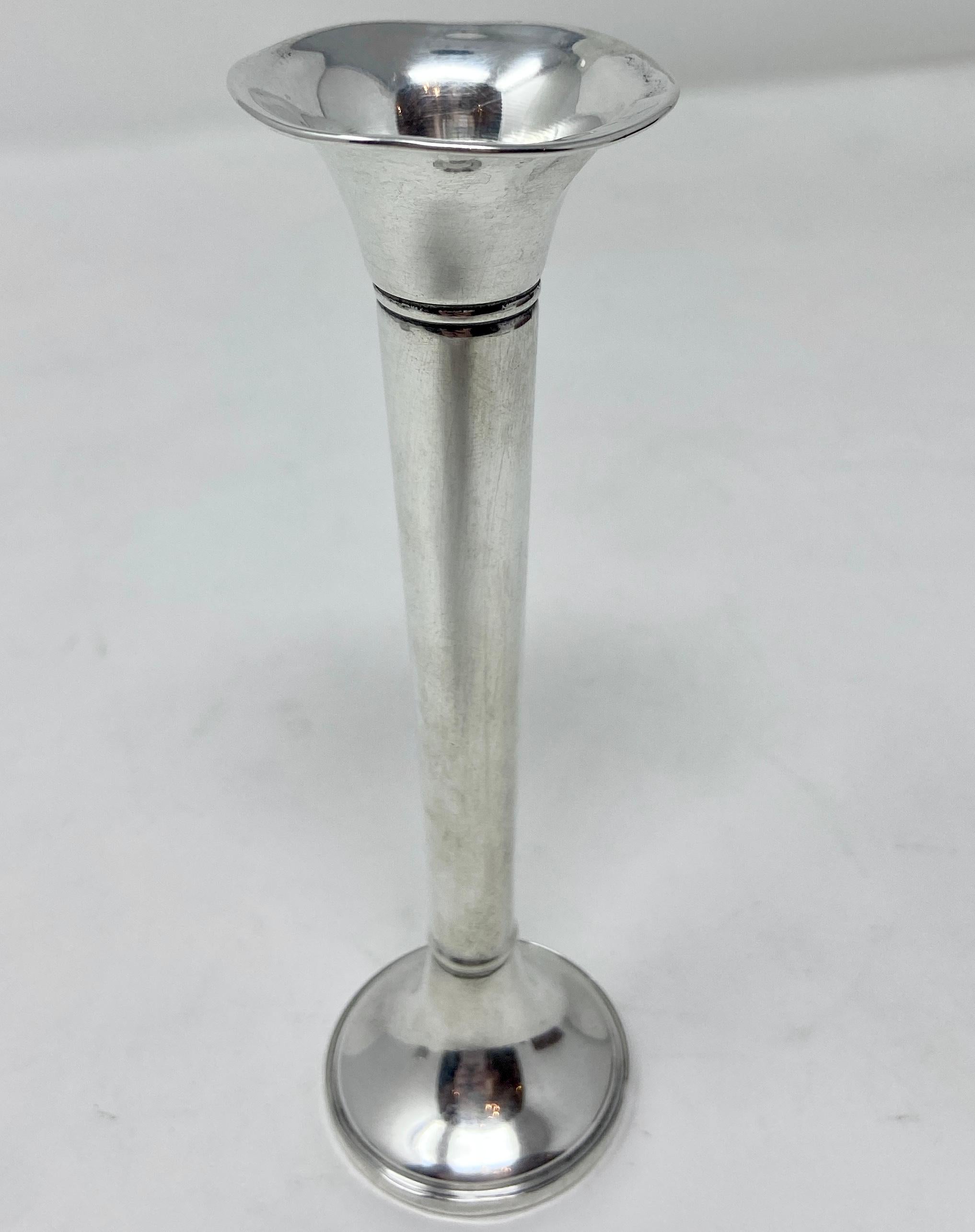 Petite Size Estate American Sterling Silver Trumpet vase Signed 